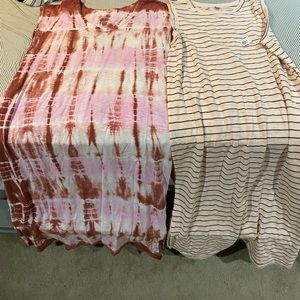 Two long short sleeved cotton dresses. L